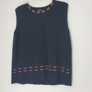 Evie Black Sleeveless Top with Orange Accents